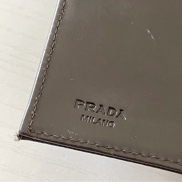 Prada brown nylon enamel logo trifold wallet - Picture 8 of 10